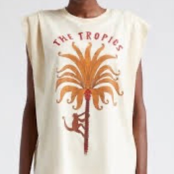 Farm Rio Womens Muscle Shirt The Tropics Oversized Size M Anthropology - Picture 12 of 12
